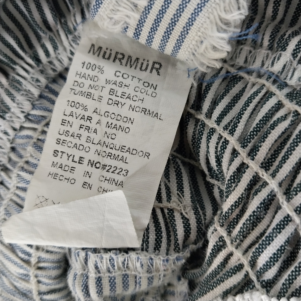 Mur Mur Sleeveless Boho V-Neck Striped 100% Cotton Ruffled Coastal Dress - Picture 14 of 14